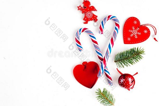 圣诞节作品和圣诞节糖果,树树枝和int.引人注意