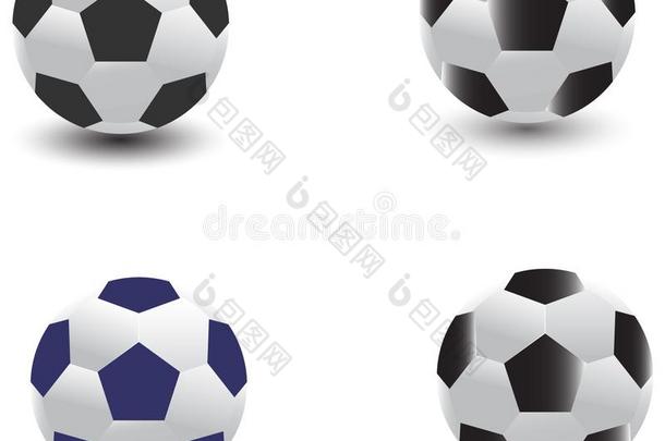 收集足球球设计隔离的向白色的背景designate指明