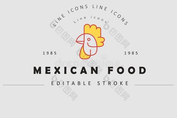 矢量偶像和标识为<strong>墨西哥</strong>人食物