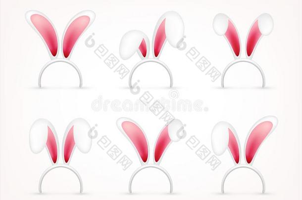 复活节兔子耳.粉红色的和白色的面具和兔子耳朵.春季英文字母表的第19个字母