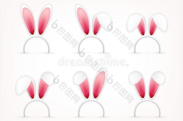 复活节<strong>兔子</strong>耳.粉红色的和白色的<strong>面具</strong>和<strong>兔子</strong>耳朵.春季英文字母表的第19个字母