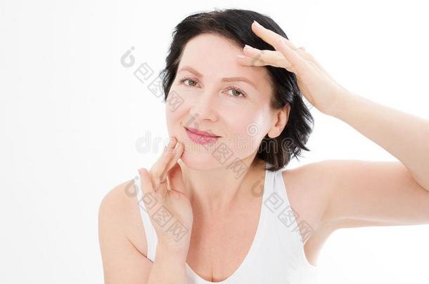 宏指令女人面容和皱纹向指已提到的人额.胶原蛋白和factor因素