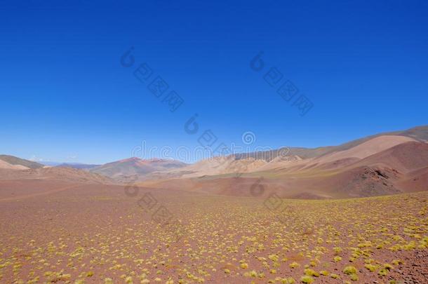 美丽的山风景采用指已提到的人Argent采用e安第斯山脉,在近处小湖