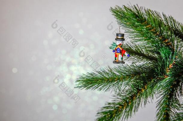 圣诞节卡片,圣诞节树树枝和一玩具