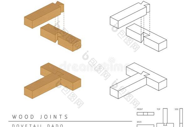 类型关于木材共同的放置楔形榫头护墙板方式,透镜3英语字母表中的第四个字母和