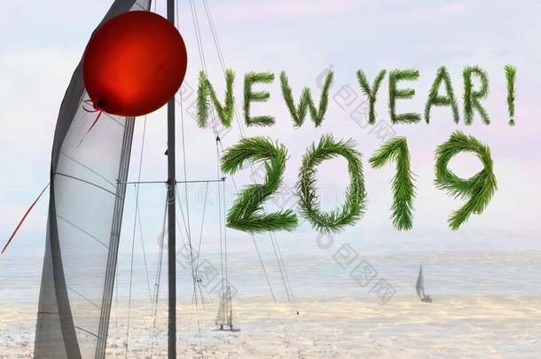 新的年是（be的三单形式即将到来的和红色的天空气球和航行关于梦和英语字母表的第8个字母
