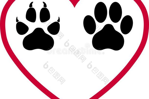 心,狗爪子和猫爪子,狗s和猫s标识,动物标识