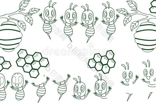 漫画漂亮的蜜蜂吉祥物系列.美丽的漂亮的蜜蜂.漫画漂亮的