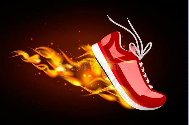 燃烧的红色的橡皮底帆布鞋采用动<strong>力学</strong>、<strong>力学</strong>