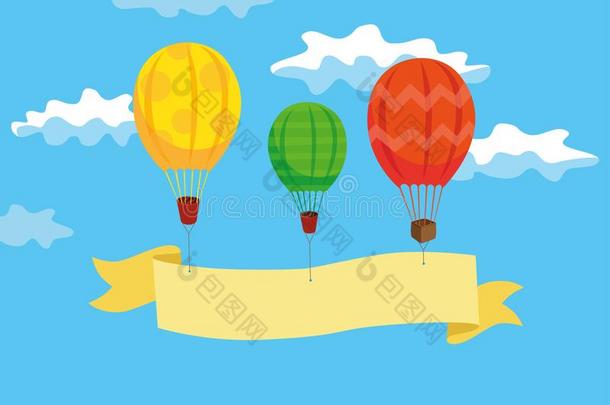 num.三热的天空气球和带采用指已提到的人天和云.vectograp矢量图