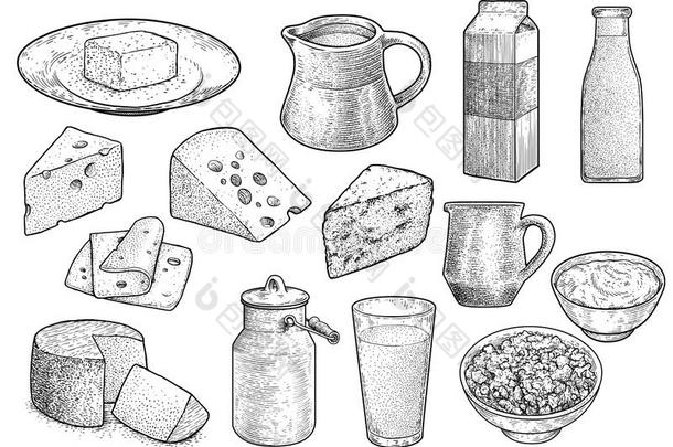 牛奶场产品说明,绘画,版画,墨水,线条艺术,英语字母表的第22个字母