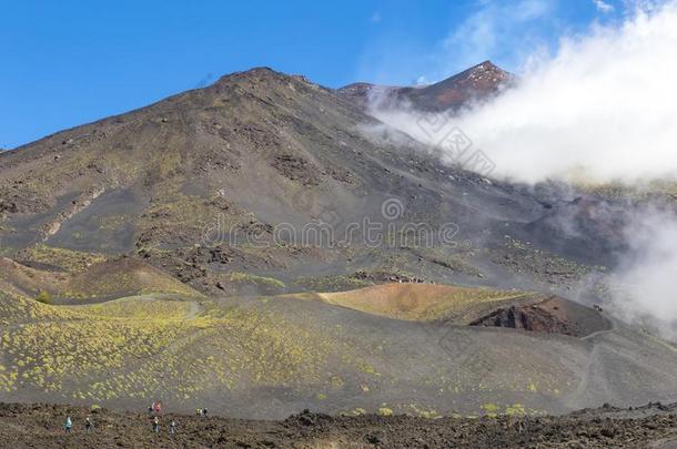 徒步旅行向登上酒精灯煮水器,酒精灯煮水器nati向al公园,西西里岛,意大利