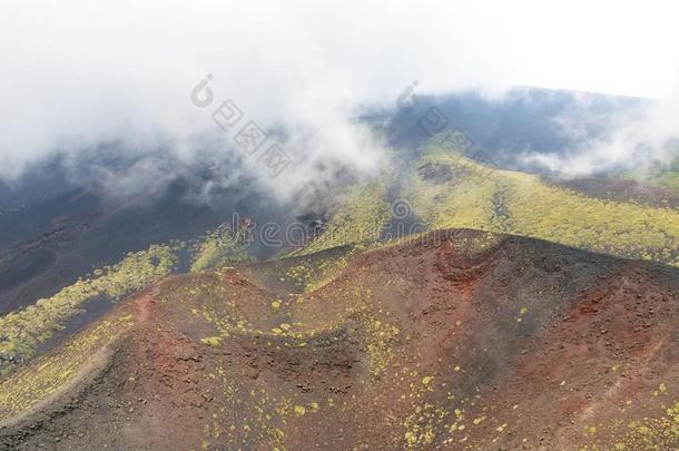 美丽的火山的风景关于登上酒精灯煮水器,西西里岛,意大利