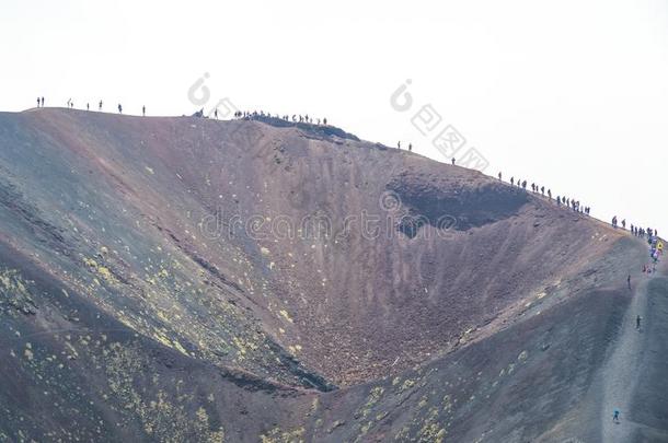 徒步旅行向登上酒精灯煮水器,酒精灯煮水器nati向al公园,西西里岛,意大利