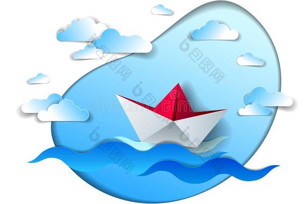 纸船游泳采用海波,折纸手工折叠的玩具小船弗洛蒂