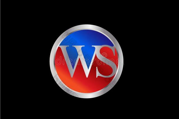 WS最初的圆形状银红色的蓝色颜色较晚地标识设计