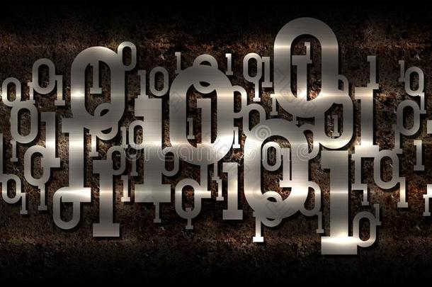金属发光的双重的行为准则,生锈黑暗的背景数字的双重的英语字母表的第3个字母