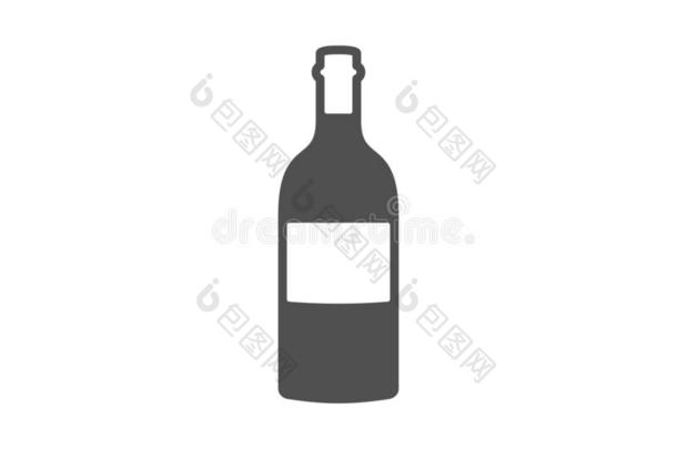 葡萄酒瓶子偶像.墨尔乐或红葡萄酒索维尼翁符号.Vect或