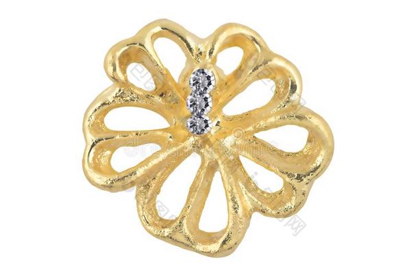 美丽的金色的花-合适的耳环和num.三小的钻石
