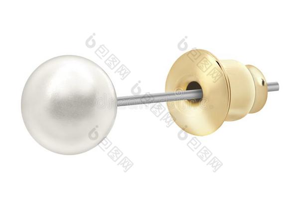 关-在上面关于简单的金色的耳环和num.一大的白色的珍珠,isolation隔离