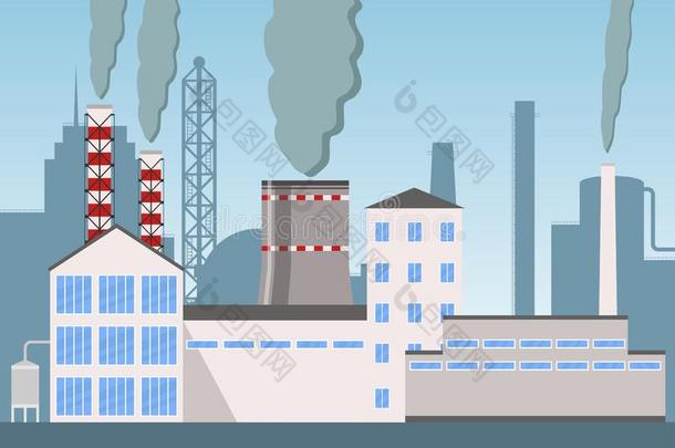 工业工厂工业的烟囱污染和烟,industry工业
