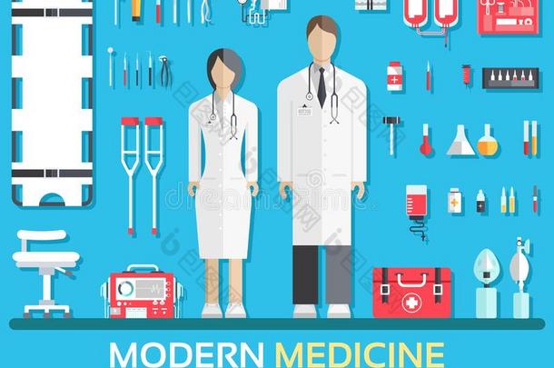 现代的医学的设备采用平的设计背景观念.信息