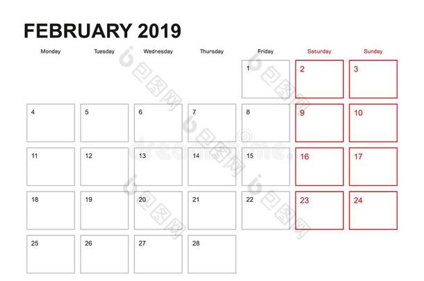 墙计划者为二月2019采用英语语言,一星期出发