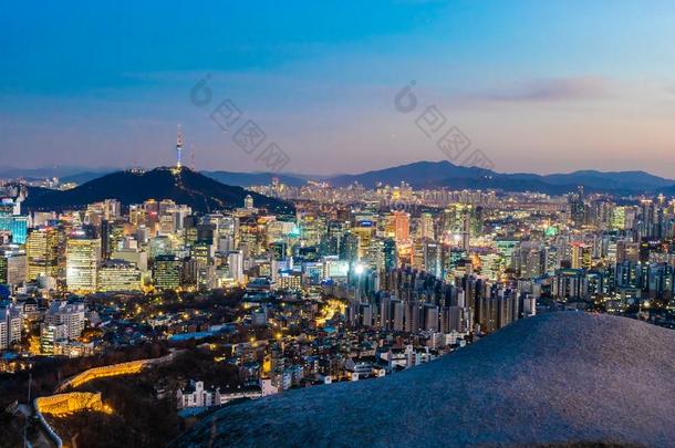 美丽的建筑学建筑物城市风光照片采用首尔城市