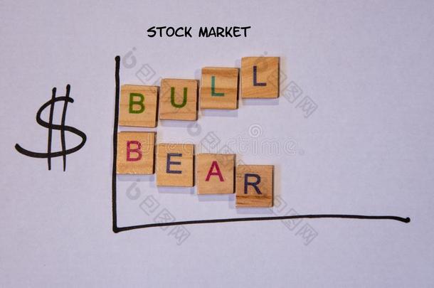 疲惫的图表展映熊和公牛股份交易趋势.