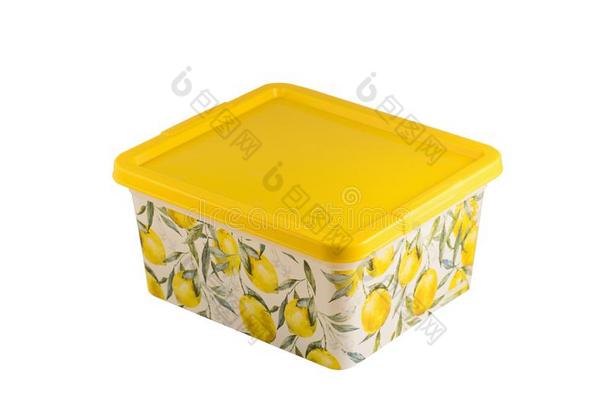 塑料制品黄色的贮存盒.塑料制品富有色彩的盒.塑料制品盒是（be的三单形式