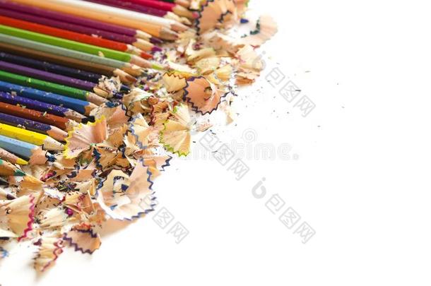 绘画工具背景.份额关于富有色彩的铅笔框架和锯子