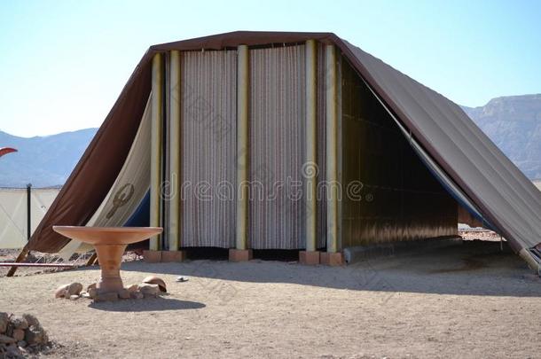 模型关于临时房屋,帐篷关于会议采用蒂姆娜公园,内盖夫沙漠