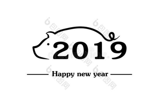 幸福的新的年2019和猪