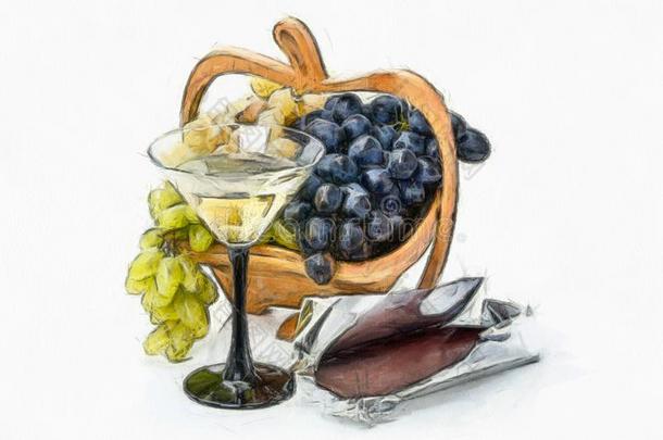 佛拉玛斯特绘画成果和巧克力和葡萄酒