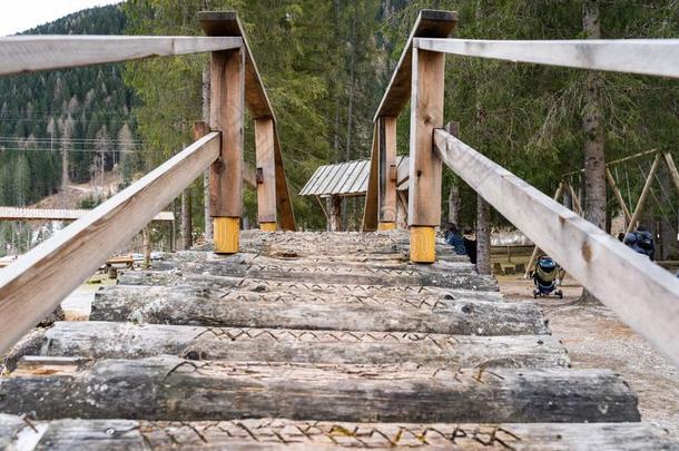 一木制的桥采用指已提到的人公园