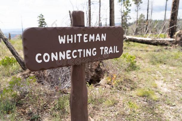 Whiteman连接跟踪符号为指已提到的人小道的起点采用峡谷NationalPark布赖斯峡谷国家公园峡谷