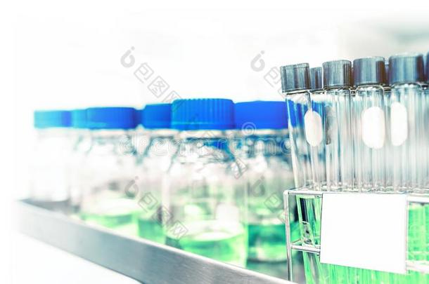 科学营养的实验室测试管和瓶子