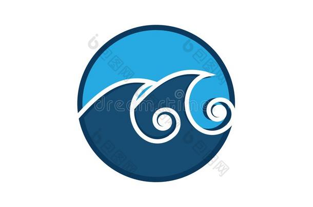 一圆形的波浪<strong>标识</strong>为海的有关系的<strong>公共</strong>事业机构