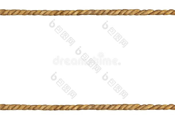 <strong>水彩绘</strong>画关于棕色的粗绳框架向白色的背景