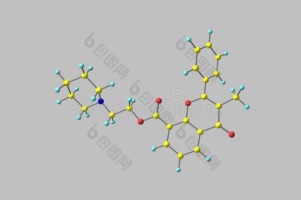 黄伏沙星分子的结构隔离的向灰色的