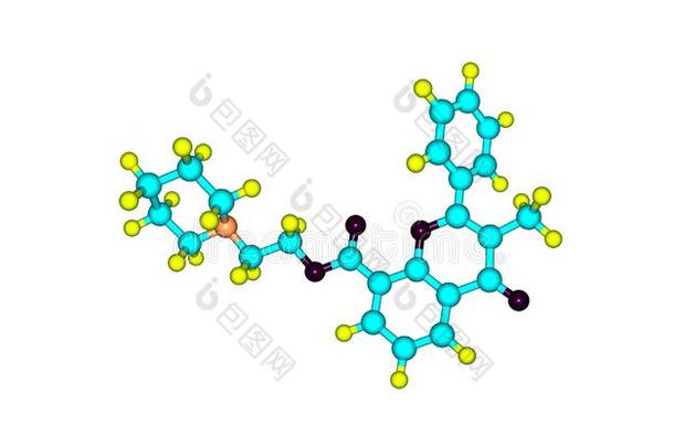 黄伏沙星分子的结构隔离的向白色的