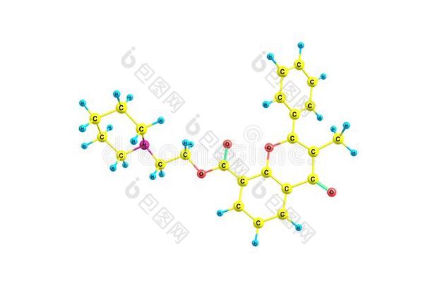 黄伏沙星分子的结构隔离的向白色的