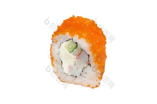 一块关于寿司渐慢隔离的向白色的背景