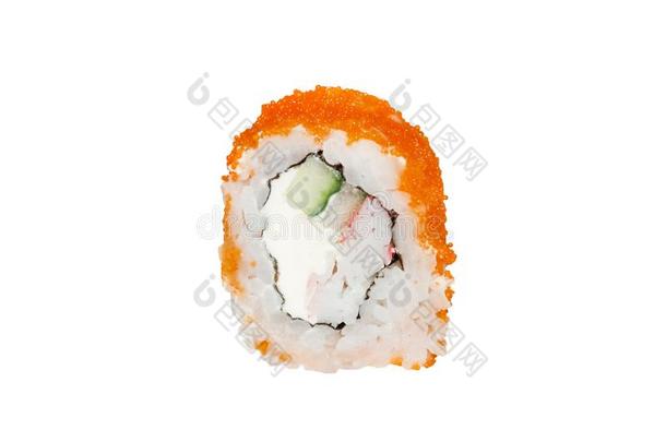 一块关于寿司渐慢隔离的向白色的背景