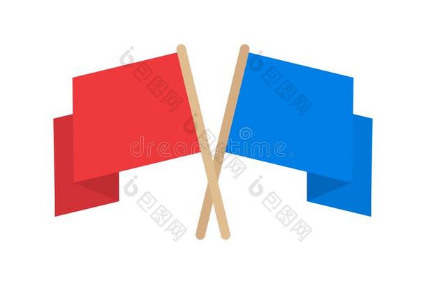 旗.横幅.红色的和蓝色旗.矢量说明