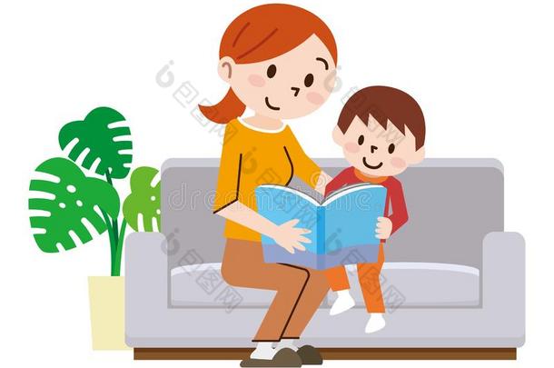 幸福的家庭向指已提到的人长沙发椅阅读指已提到的人书toge指已提到的人r