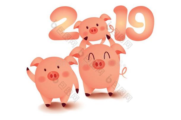 幸福的新的年2019,欢迎指已提到的人金色的猪年