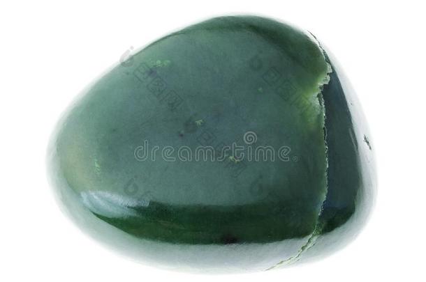 磨光的绿色的软玉(玉)经雕琢的宝石向白色的