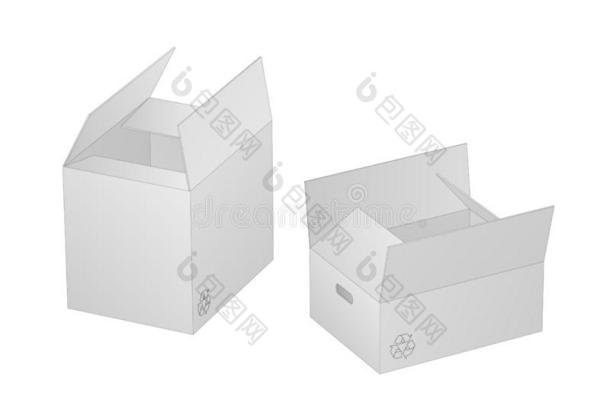 两个美丽的现实的白色的尤指装食品或液体的)硬<strong>纸盒纸盒</strong>矢量和出局