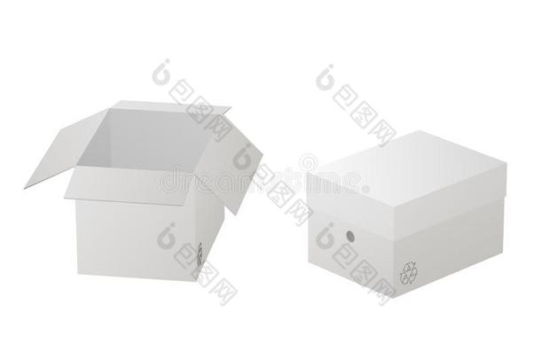 两个美丽的现实的白色的尤指装食品或液体的)硬纸盒纸盒矢量向白色的
